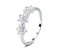 Flower Silver Ring with CZ  Stone NSR-3214